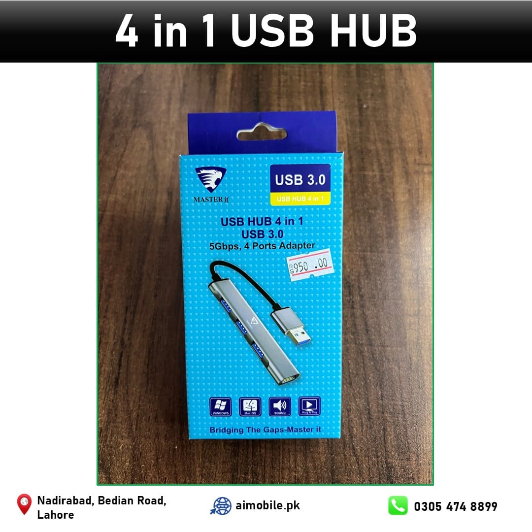 4-in-1 USB Hub 3.0 with 4 Ports β High-Speed USB Port Expander for Laptop and PC β Best USB Hub in Pakistan